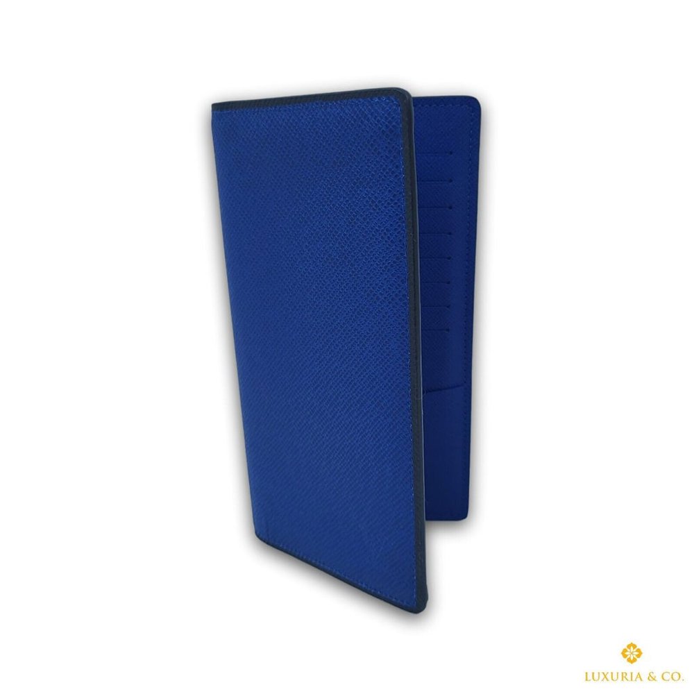 New Authentic Louis Vuitton Brazza Wallet Taiga Cobalt